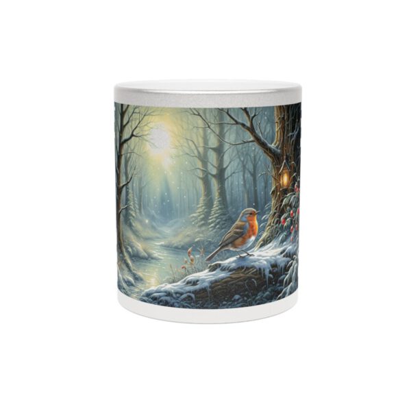 Metallic Mug (SilverGold) Winter Wonderland Robin