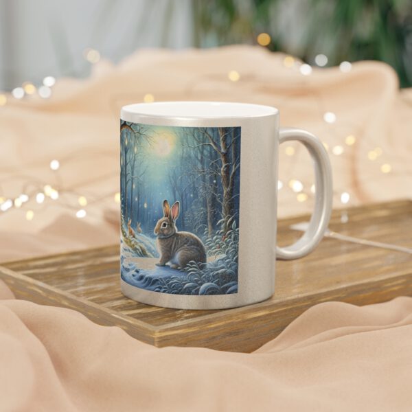 Metallic Mug (SilverGold) Winter Wonderland  Bunny - Image 4