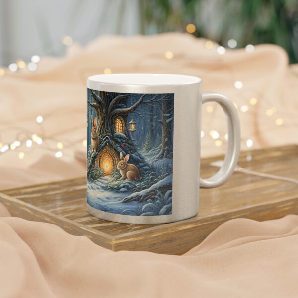 Metallic Mug (SilverGold) Winter Wonderland Bunny - Image 4