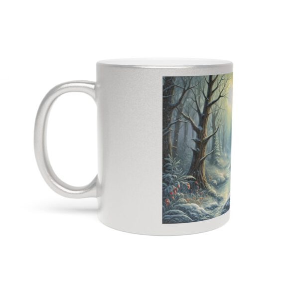 Metallic Mug (SilverGold) Winter Wonderland Robin