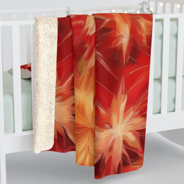 Sherpa Fleece Blanket, Christmas Rose - Image 4