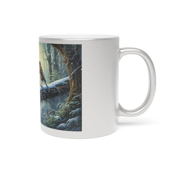 Metallic Mug (SilverGold) Winter Wonderland Robin - Image 3