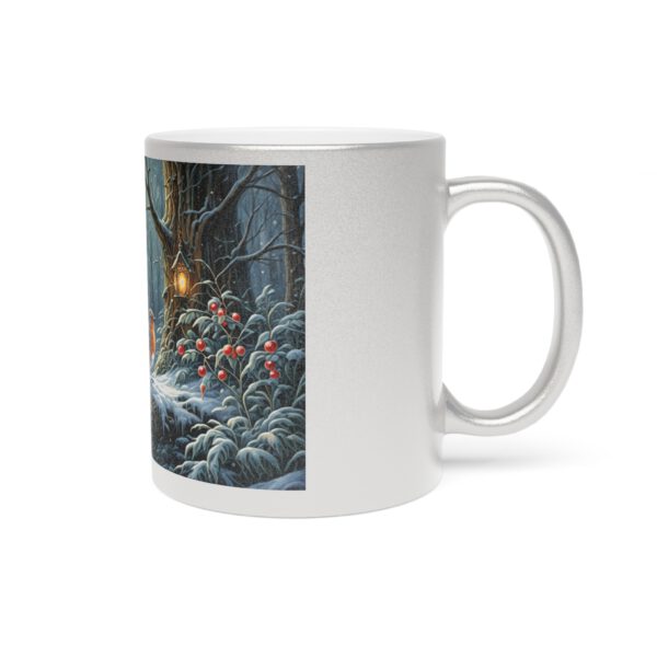 Metallic Mug (SilverGold) Winter Wonderland Robin - Image 3