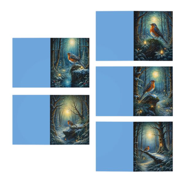 Multi-Design Greeting Cards (5-Pack) Christmas Wonderland Robin - Image 3