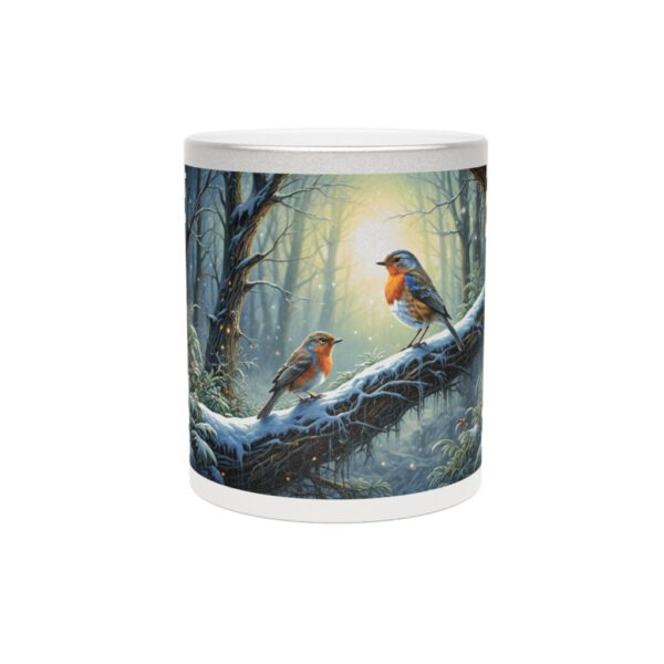 Metallic Mug (SilverGold) Winter Wonderland Robin