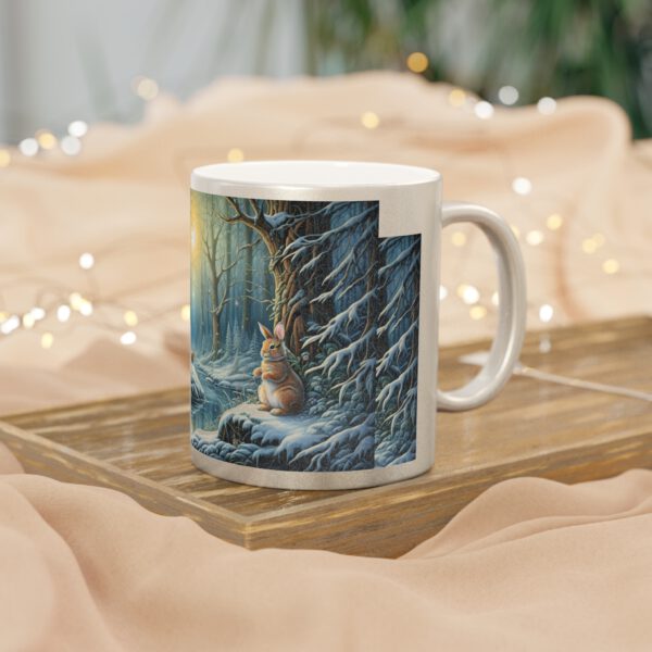 Metallic Mug (SilverGold) Winter Wonderland Bunny - Image 4