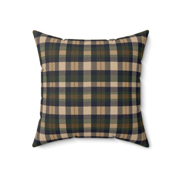 Square Pillow - Modern Tartan Beige Green Blue Faux Suede