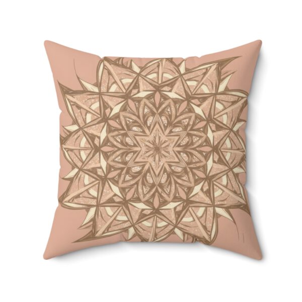 Boho Blush Pink Mandala Faux Suede Square Pillow | Cozy Home Decor Accent