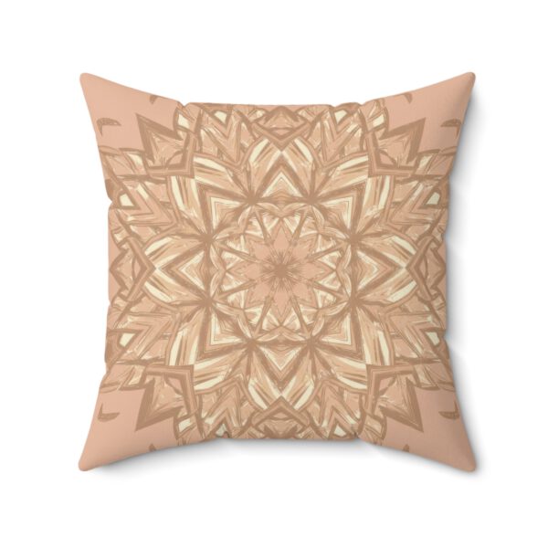Bohemian Faux Suede Square Pillow - Elegant Blush Mandala Design for Cozy Home Decor