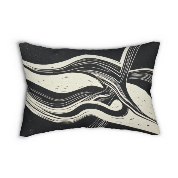 Abstract Black and White Lumbar Pillow | Modern Home Decor Accent