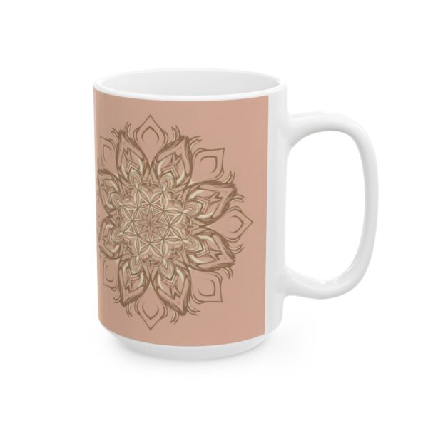 Elegant Blush and Sand Mandala Ceramic Mug - 11oz & 15oz | Perfect Gift for Tea and Coffee Lovers