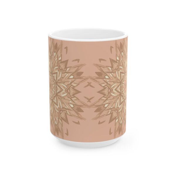 Blush and Sand Geometric Pattern Ceramic Mug - 15oz for Coffee Lovers