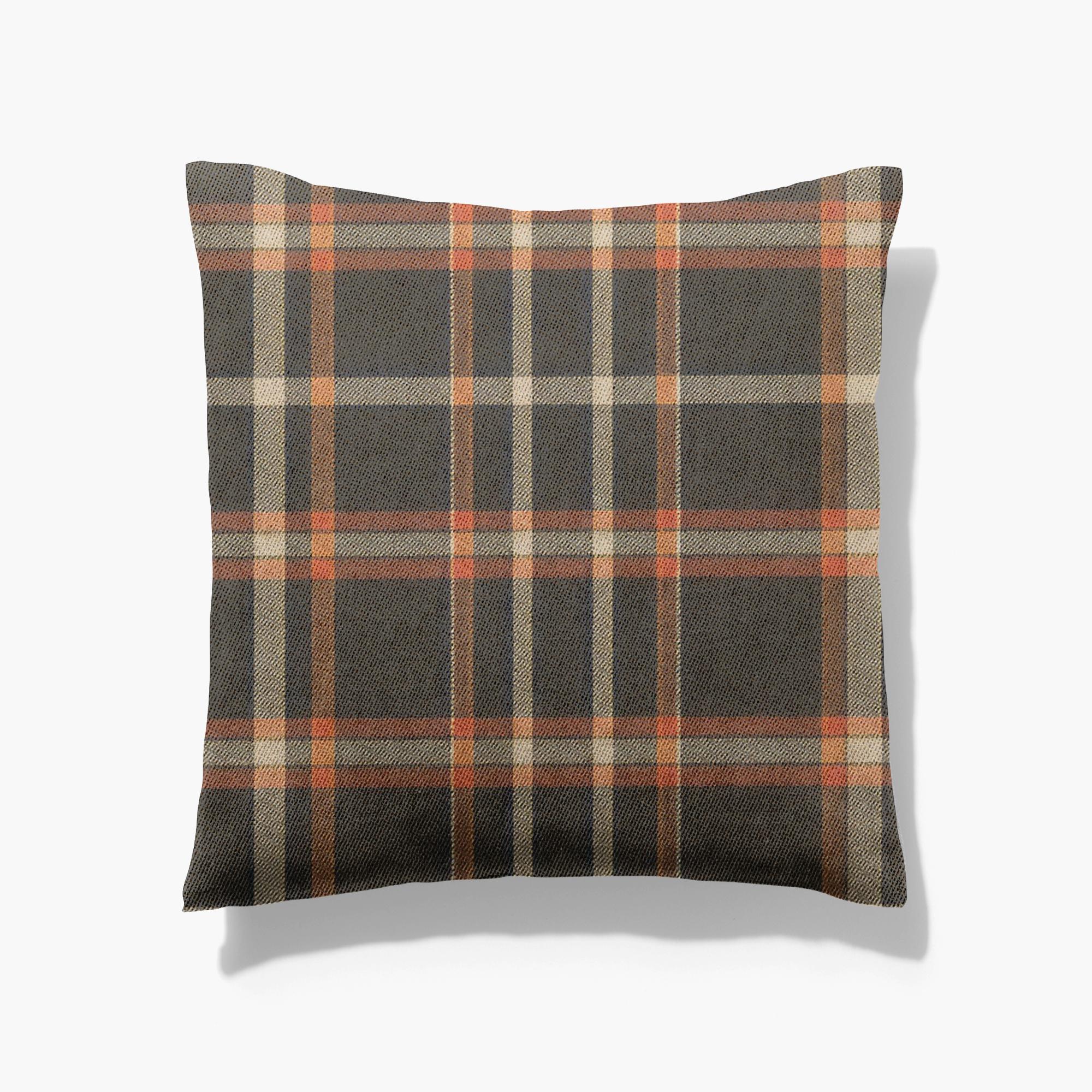 black with baige an red tartan woven pillow sensus studio