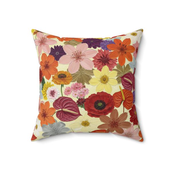 Vibrant Floral Faux Suede Square Pillow | Cozy Home Decor | Perfect for Spring and Summer