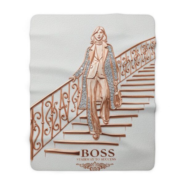 Empowered Mom Boss Sherpa Fleece Blanket - Rose-Gold Success, Soft Polyester, Large