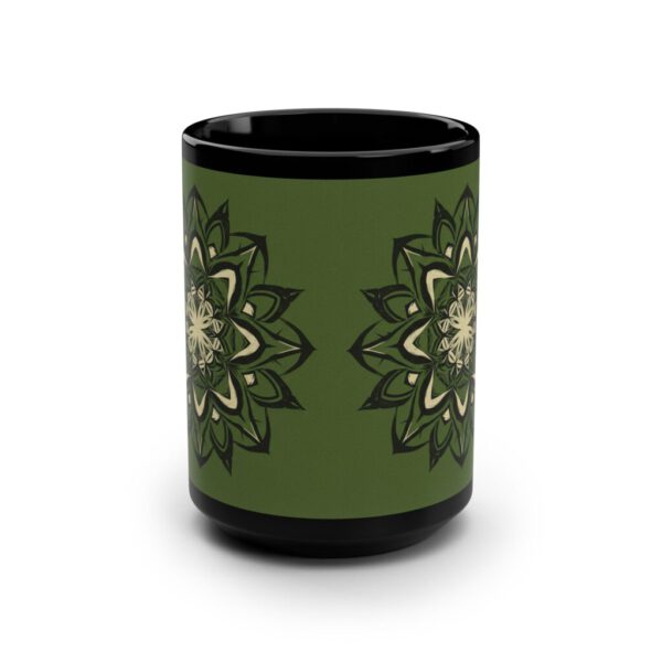 Gift for Him, Zen Mandala Sage Green Ceramic Mug - 15oz Coffee Cup for Mindfulness and Relaxation