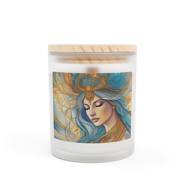 Frosted Glass Candle with Ethereal Goddess Design - 11oz