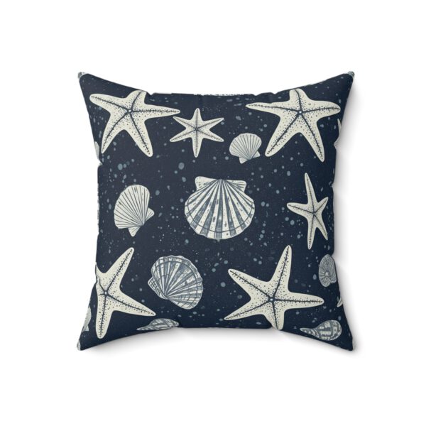 Coastal Seashell Faux Suede Pillow – Nautical Ocean-Inspired Home Decor