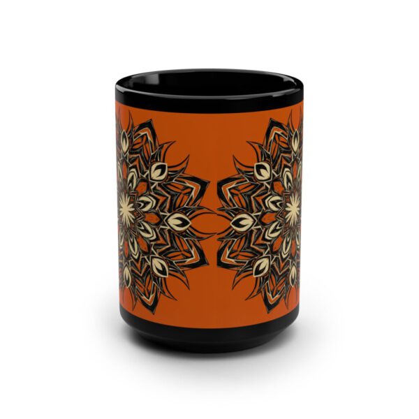 Gift for Him, Bohemian Mandala Black 15oz Coffee Mug - Perfect for Tea Lovers & Gift Giving