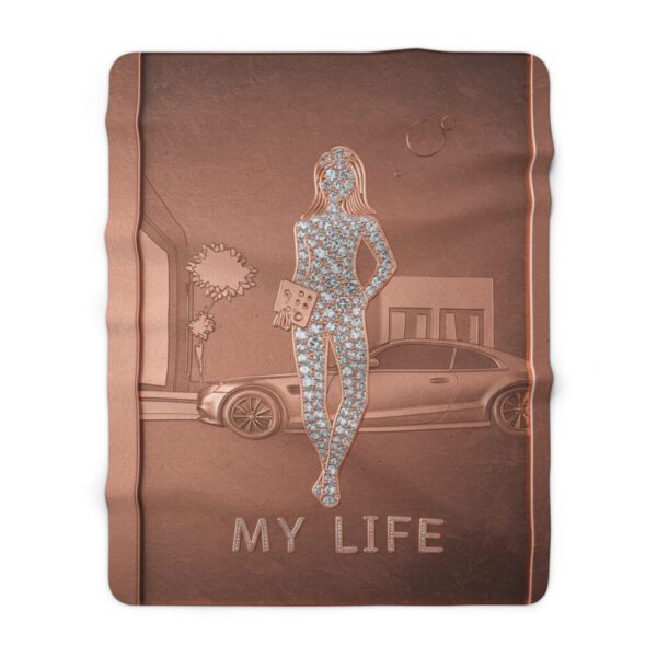 1618726688306608930_2048.jpeg Diamonds & Ambition Sherpa Fleece Blanket - Rose-Gold 'My Life' Design, Soft Polyester, Large. Gift for the Ambitious