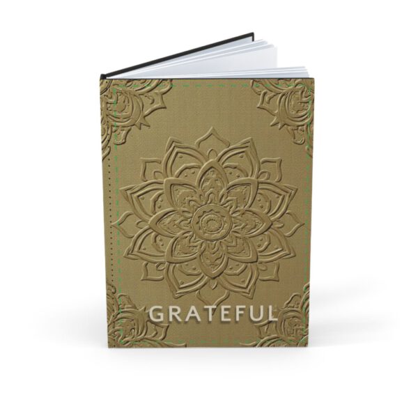 Grateful A5 Hardcover Journal – Elegant Gold-Toned Notebook for Mindfulness & Reflection