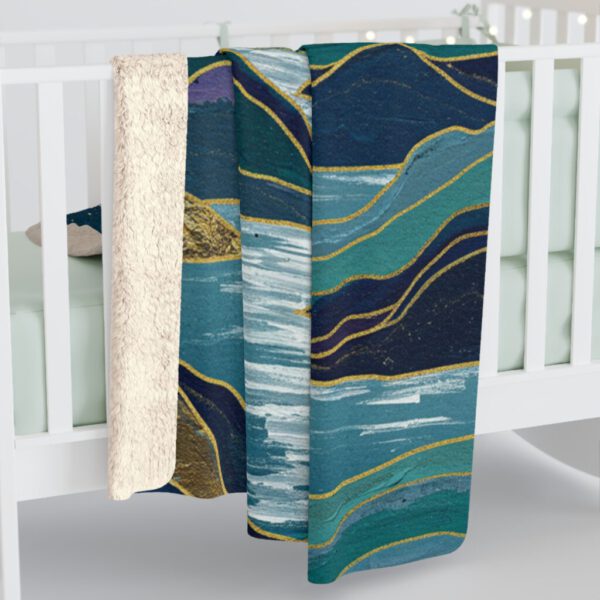 Moonlit Serenity Sherpa Fleece Blanket - Mountain Design, Soft Polyester, Large