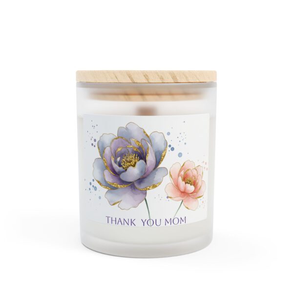 Thank You Mom Floral Candle - 11oz Frosted Glass Candle for Gift Giving