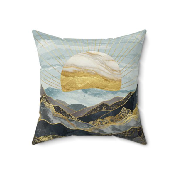 Golden Sunset Faux Suede Pillow – Luxe Mountain-Inspired Home Decor