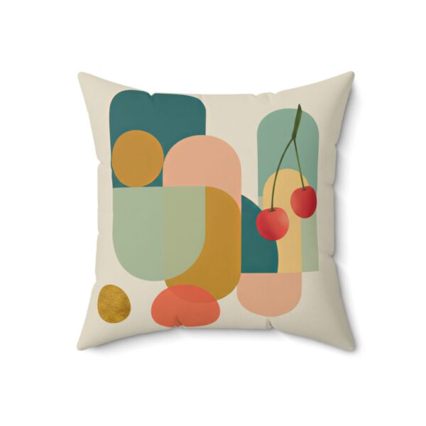 Abstract Cherry Geometric Pillow – Bold & Modern Faux Suede Cushion