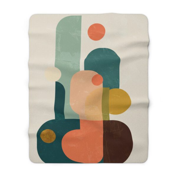 Cozy Abstract Geometric Art Sherpa Fleece Blanket - Modern Décor for Comfort and Style, Soft Polyester, Large