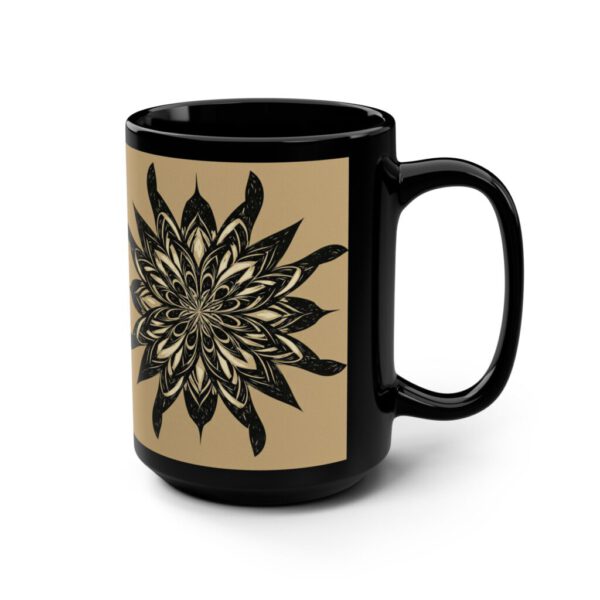 Gift for Him, Artistic 15oz Black Mug with Mandala Design – Perfect for Artistic Coffee lovers