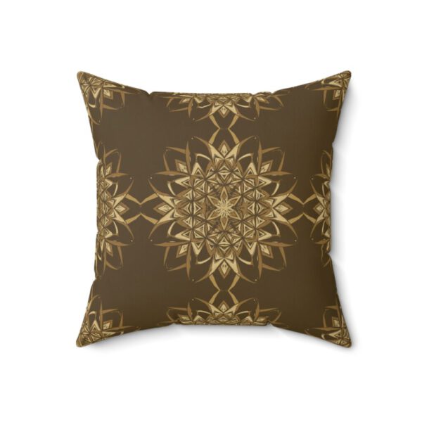 Boho Gold Mandala Faux Suede Pillow – Elegant Home Decor Accent