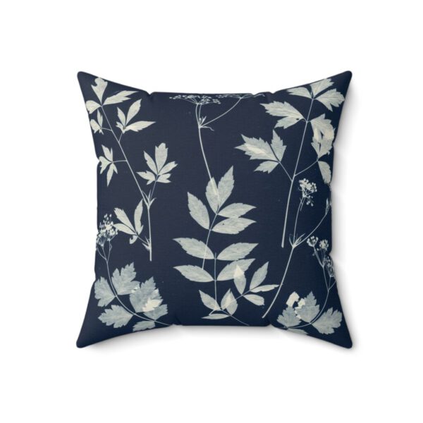 Cyanotype Botanical Faux Suede Pillow – Elegant Nature-Inspired Cushion for Cozy Spaces
