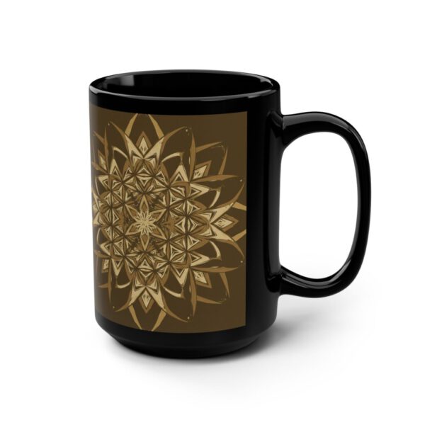 Gift for Him, Bohemian Coffee colored mandala Black Mug, 15oz, perfect for your coffee moment
