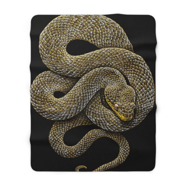 Mystique Serpent Sherpa Fleece Blanket - Golden Snake Design, Soft Polyester, Large