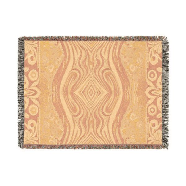 Sunset Bloom Cozy Woven Blanket - Orange and Off-White Textile Pattern, Soft Cotton, Large - Stylish Decorative Throw for Home | Perfect Gift for Any Occasion