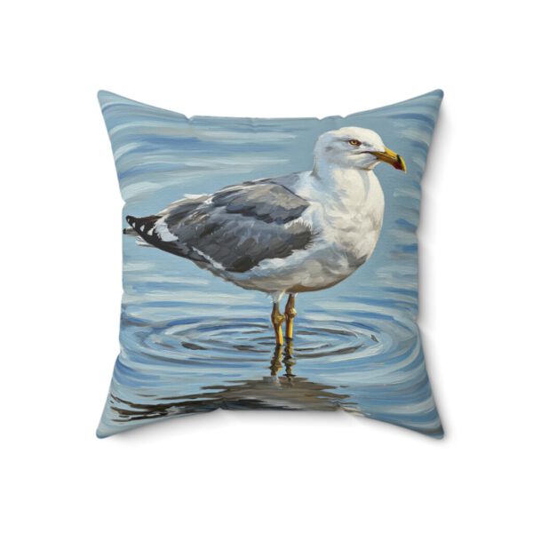 Coastal Seagull Faux Suede Pillow – Nautical Home Décor for Beach Lovers