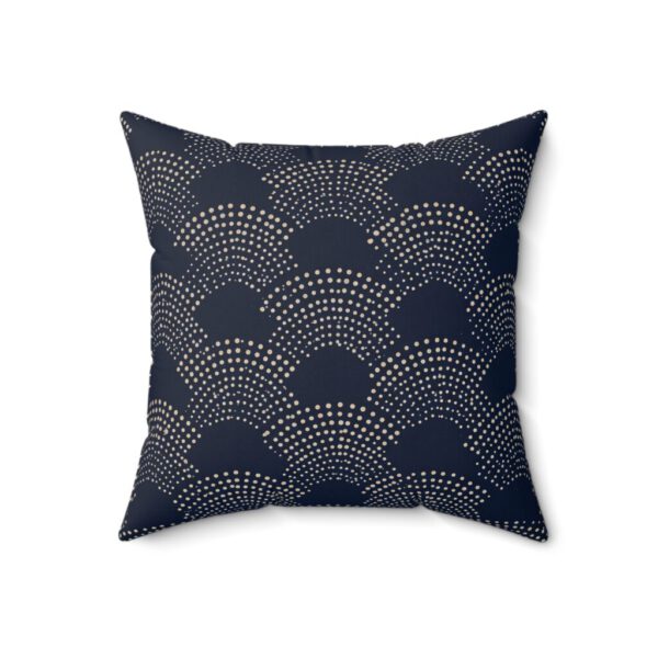 Elegant Navy Blue Faux Suede Pillow – Off-White Dot Pattern Cozy Home Accent