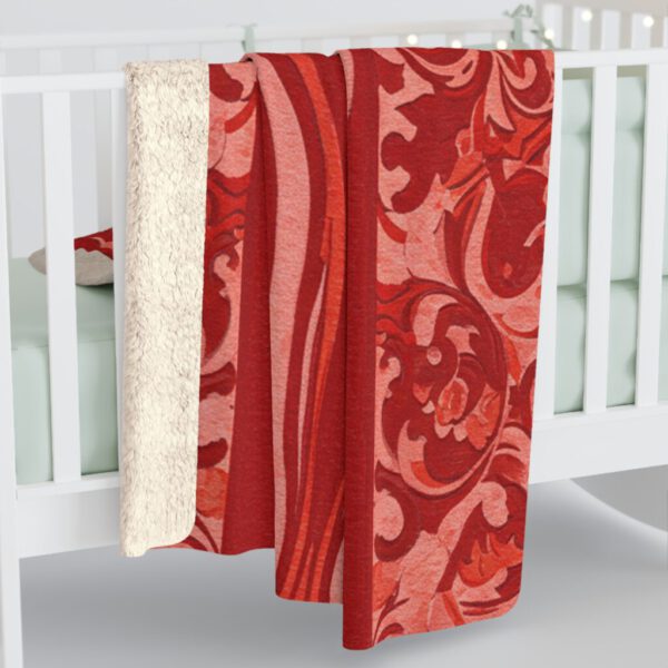 Elegant Siren Red with Pale Pink Sherpa Fleece Blanket – Cozy Decorative Throw for Home