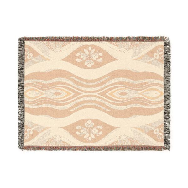 Cozy Woven Blanket with Pale Pink Warm Creamy Boho Pattern - Perfect Gift for Home Decor
