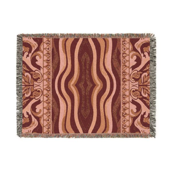 Ruby Bloom Cozy Woven Blanket - Siren Red and Pale Pink, Soft Cotton, Large - Cozy Decorative Throw for Home & Gifts