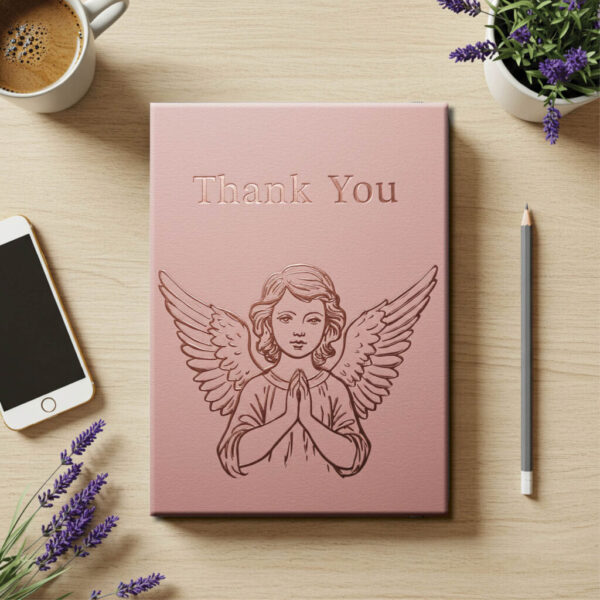 Elegant Blush Angel Thank You Hardcover lined Journal - Inspirational Gift for Reflection and Gratitude