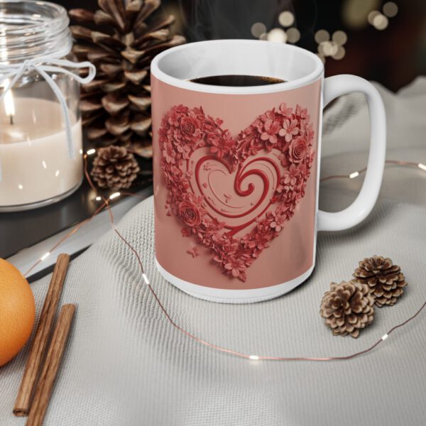 Mom's Coffee Mug Moment for Lovers Mom Floral Heart Ceramic Coffee Cup Cozy Mood for Romance