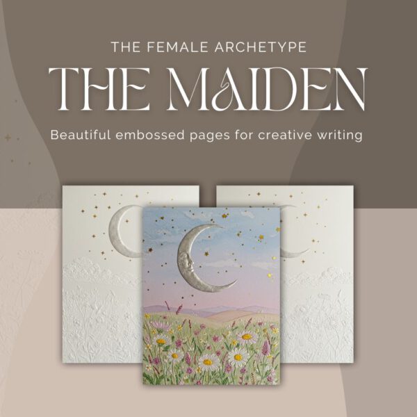 Journal For Female Archetype The Maiden, Silver Moon embossed pages
