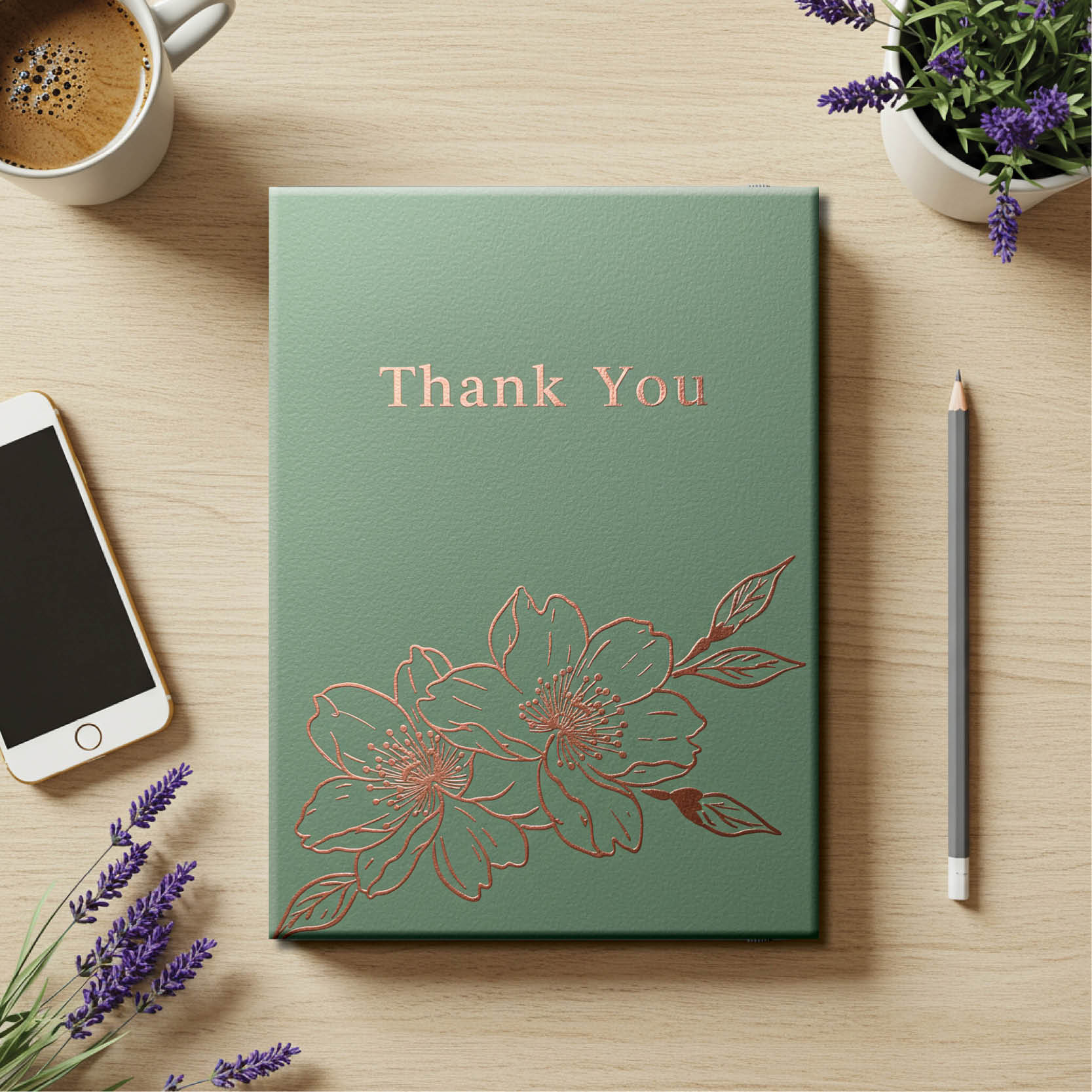 gratitude journal sage green mock-up Sensus studio