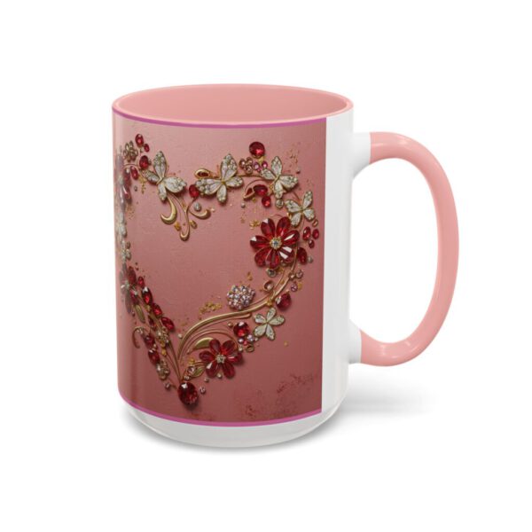 Coffee Mug Pink Heart Floral Gift for Mom- 11 & 15 oz