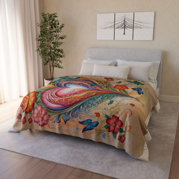 Floral Sherpa Blanket Gift for Mother Archetype Floral Heart Blanket for Relaxation Meditation