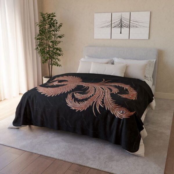 Elegant Phoenix Fleece Sherpa Blanketfor the Queen Female Archetype Gifts for Her Perfect for Winter, Bohemian Decor
