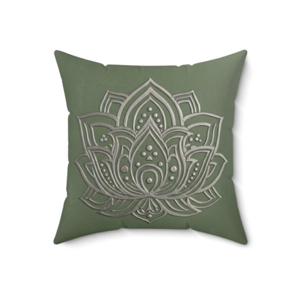 Sage Lotus Faux Suede Pillow, Boho Home Decor, Home Sanctuary Meditation Cushion Nature-Inspired Gift for Female Archetype The Mystic