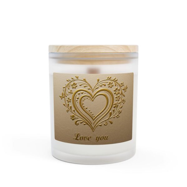 Romantic Love You Frosted Glass Candle, Ideal Gift for Anniversaries, Weddings, Valentine’s Day, Home Decor, Aromatherapy